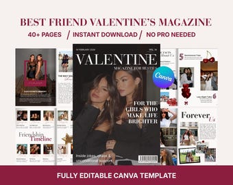 Valentine’s Gift for Best Friend | Galentine’s Day Magazine Template | Editable Canva BFF Gift