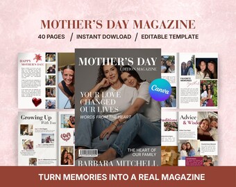 Mother’s Day Gift for Mom | Personalized Magazine from Daughter or Son | Editable Canva Template | Emotional Mom Keepsake