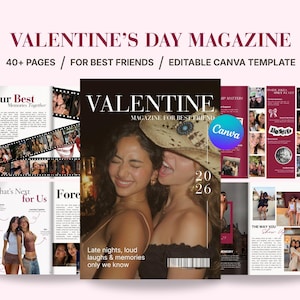 Best Friend Valentine’s Magazine | Fun Editable Canva Gift | Digital Download