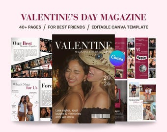 Best Friend Valentine’s Magazine | Fun Editable Canva Gift | Digital Download