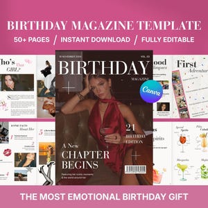 親友の誕生日マガジンテンプレート | 編集可能なCanva BFFギフト | パーソナライズされた誕生日の記念品