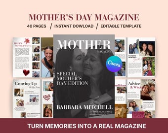 Mother’s Day Magazine for Mom | Editable Canva Mom Magazine | Personalized Mother’s Day Gift | Printable Keepsake