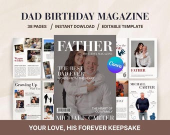 Birthday Magazine for Dad | Personalized Gift from Daughter or Son | Editable Canva Template | Emotional Keepsake