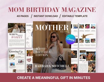 Mom Birthday Magazine Gift | Birthday Magazine for Mom | Editable Canva Template | Personalized Mom Keepsake | Emotional Gift for Mother