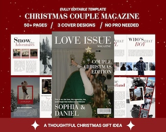 Christmas Couple Magazine Template | Personalized Canva Gift | Printable Keepsake