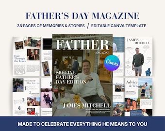 Personalized Father’s Day Magazine Template | Emotional Gift for Dad | Editable Canva Memory Book | Printable Keepsake
