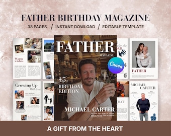 Birthday Magazine for Dad | Editable Canva Template | Personalized Gift for Father | Emotional Keepsake