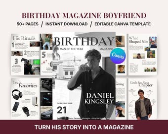Love Story Magazine Gift for Boyfriend | Relationship Memory Book Template | Editable Canva Keepsake