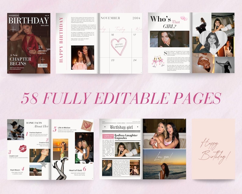 Best Friend Birthday Gift Magazine | Friendship Magazine Template | Editable Canva Keepsake | Birthday Gift for Best Friend | Printable Memo image 4