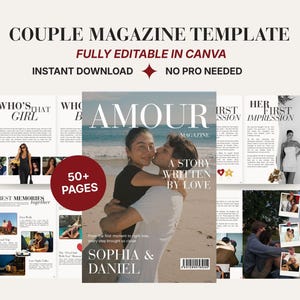 Modello di rivista per coppie / Libro personalizzato di storie d'amore / Libro dei ricordi di coppia / Regalo romantico modificabile con Canva / Ricordo per coppie