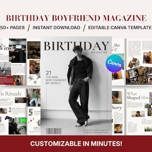 Boyfriend Birthday Gift Magazine Template | Emotional Gift for Him | Editable Canva Memory Book | Personalized Photo Keepsake
