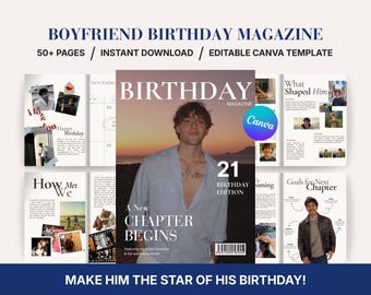 Birthday Magazine for Boyfriend | Personalized Emotional Gift | Editable Canva Template