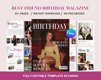 Best Friend Birthday Magazine | Personalized Birthday Gift for Her | Editable Canva Keepsake