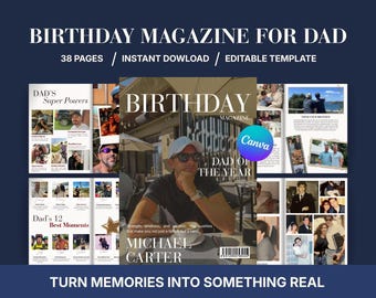 Birthday Magazine for Dad | Personalized Canva Gift for Dad | Emotional Birthday Keepsake | Editable Dad Magazine
