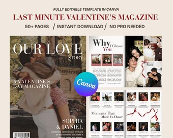 Valentines Day Magazine for Couples | Editable Canva Template | Printable Romantic Gift