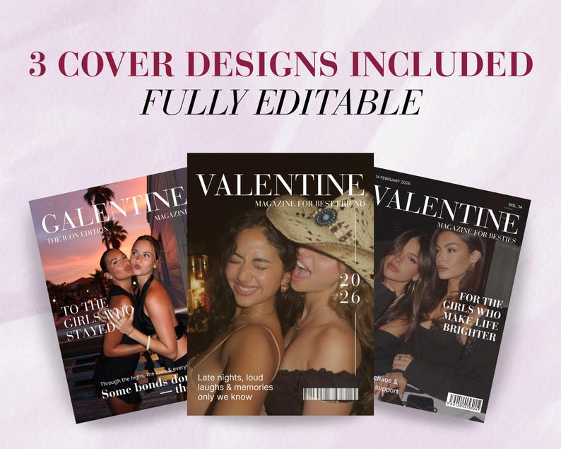 Best Friend Valentine’s Magazine | Fun Editable Canva Gift | Digital Download image 3