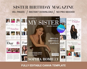 Sister Birthday Gift Magazine | Birthday Magazine for Sister | Editable Canva Template | Emotional Sister Keepsake | Photo Memory Book for H