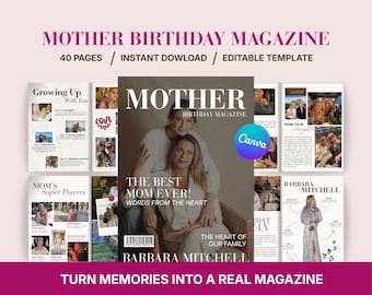 Birthday Gift for Mom Magazine Template | Editable Canva Birthday Book for Mom | Personalized Mom Keepsake