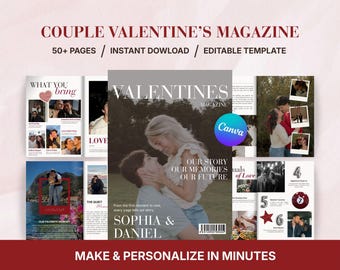 Valentine’s Day Magazine for Couples | Romantic Activity & Keepsake | Editable Canva Template