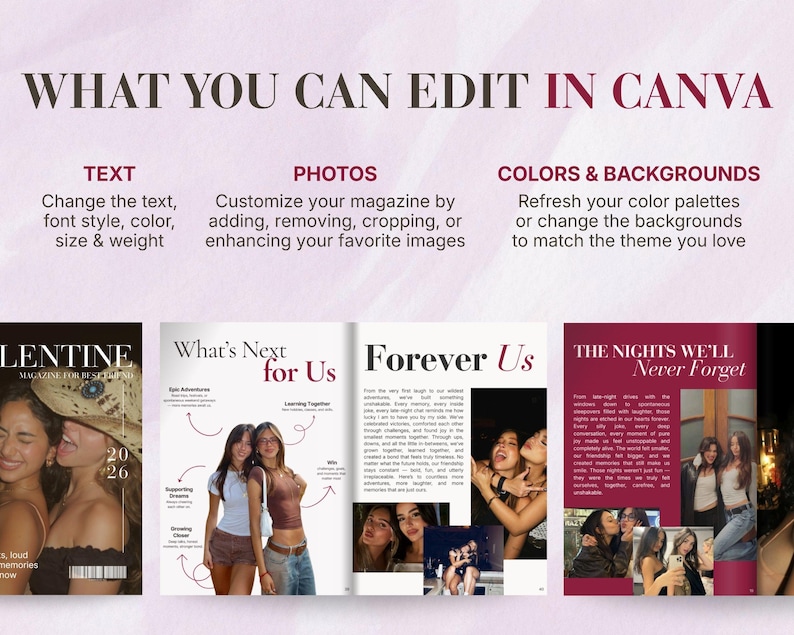 Best Friend Valentine’s Magazine | Fun Editable Canva Gift | Digital Download image 6