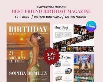 Birthday Magazine Template for Best Friend | Personalized Bestie Birthday Gift | Editable Canva Keepsake