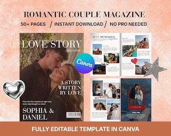 Anniversary Gift for Couples Magazine | Editable Love Story Canva Template | Personalized Couple Keepsake