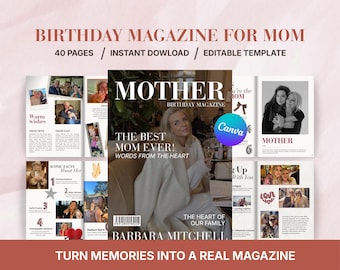 Mom Birthday Magazine Template | Editable Canva Gift for Mom | Personalized Birthday Keepsake