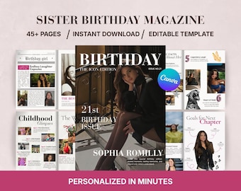 Sister Birthday Magazine | Personalized Keepsake Gift | Editable Canva
