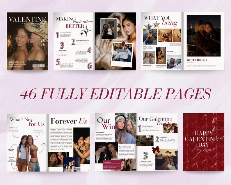 Best Friend Valentine’s Magazine | Fun Editable Canva Gift | Digital Download image 4