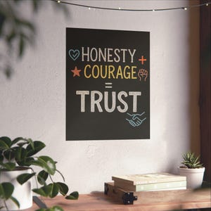 Honesty Courage Trust Poster, Inspirational Wall Decor