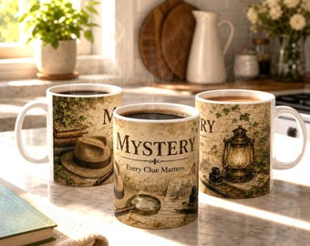 Mystery Book Lover Mug Detective Coffee Cup Gift for Readers and Mystery Novel Fans