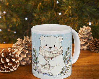 Gemütliche Eisbär-Winter-Szene Tasse | Keramik Kaffee Tee Tasse