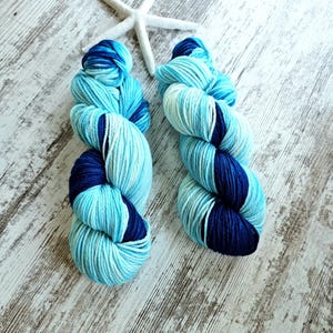 Blue Ombre  – Hand Dyed Superwash Merino Worsted, Merino Wool, Worsted Weight Yarn, Gifts for Her, Merino Worsted Yarn, Ready to Ship