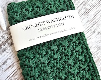 Crochet Wash Cloth, 100% Cotton, Dish Cloth, Wash Rag, Spa, Beauty, Eco Friendly, Crochet Washcloth, Crochet Dishcloth, Green, Ready to Ship