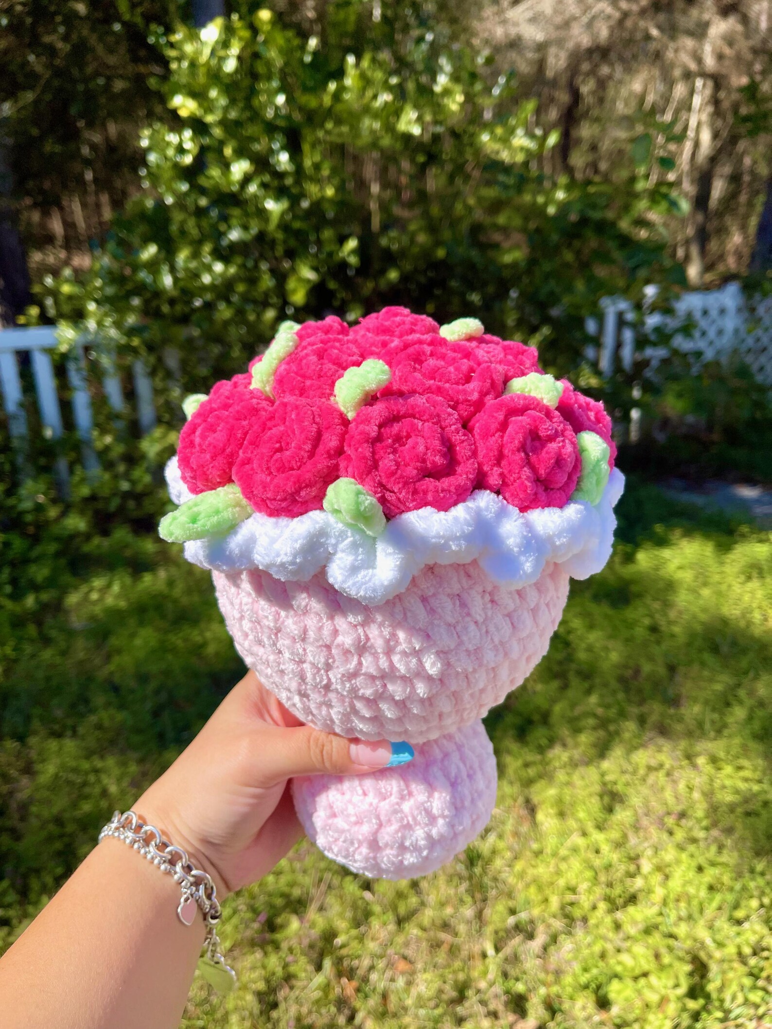 Plush Sweater with Boucle Flowers