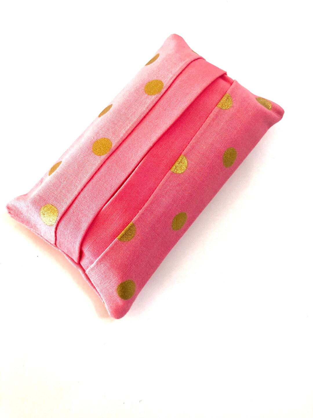 Pocket Tissue Holder for Purse, Rose Gold Polka Dot Fabric, Fits in