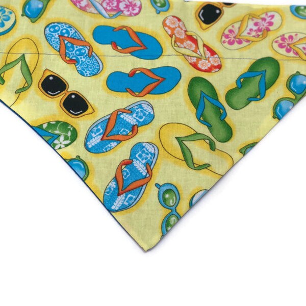 Dog scarf/ flip flop/ beach/ blue/ yellow/ green dog bandana