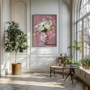 Handpainted Pink Chinoiserie Urn Art Print w/ Frame main image 1