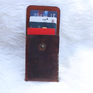 Cartera minimalista de bolsillo frontal, fina, de cuero, tarjetero para mujer, ideal para el bolsillo del traje.