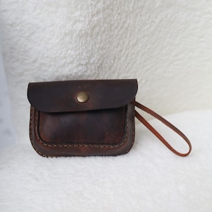Portamonete in pelle, porta carte di credito in pelle fatto a mano, portachiavi porta monete, portachiavi porta carte, regalo per la festa del papà, custodia per Airpod