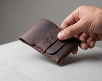 Handmade Crazy Horse Leather Card Holder - Slim, Personalized Wallet