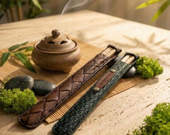 Bambusstäbchen und Lederetui: Japanisches Essgeschirr - umweltfreundliches Geschenk