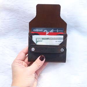 Porta carte di credito in pelle fatto a mano, porta carte sottile, porta carte da donna, mini portafoglio, porta carte di credito, piccolo regalo in pelle per donna