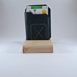 Porta carte in vera pelle - Portafoglio sottile fatto a mano con 3 scomparti - Regalo personalizzato