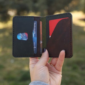 Cartera delgada de cuero hecha a mano, regalo único para él, aniversario, cumpleaños, San Valentín, esposo, novio, padre.
