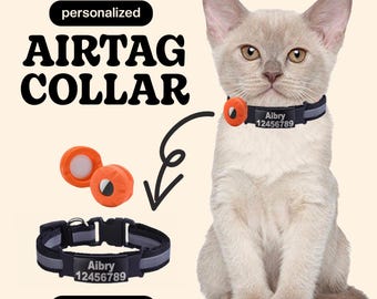 Collier AirTag personnalisé pour chat à dégagement rapide, Collier réfléchissant avec support AirTag et médaille d'identité, Collier pour chat et petit chien avec AirTag Apple