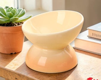 Comedero ergonómico para mascotas / Plato elevado de cerámica para perros que alivia el cuello / Comedero alto artesanal para gatos / Comedero moderno con peso para decoración contemporánea del hogar