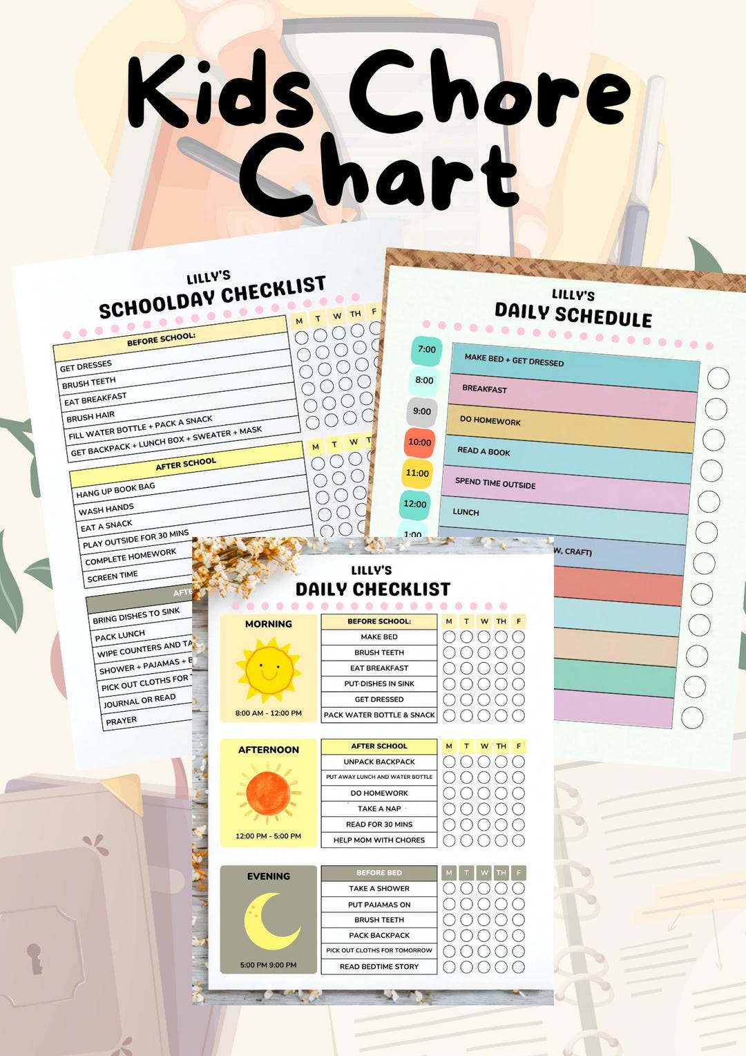 Editable Kids Chore Chart | Canva Template | Printable Daily & Weekly ...