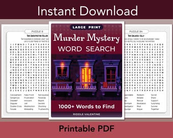 Murder Mystery Word Search: Large Print Puzzle Book (Printable PDF)