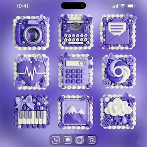 Purple App Icons: 3D Violet Blossom Theme (iOS & Android)